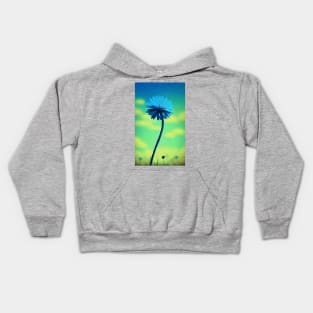 Blue Dandelion against a summer sky - Abstract style painting Kids Hoodie